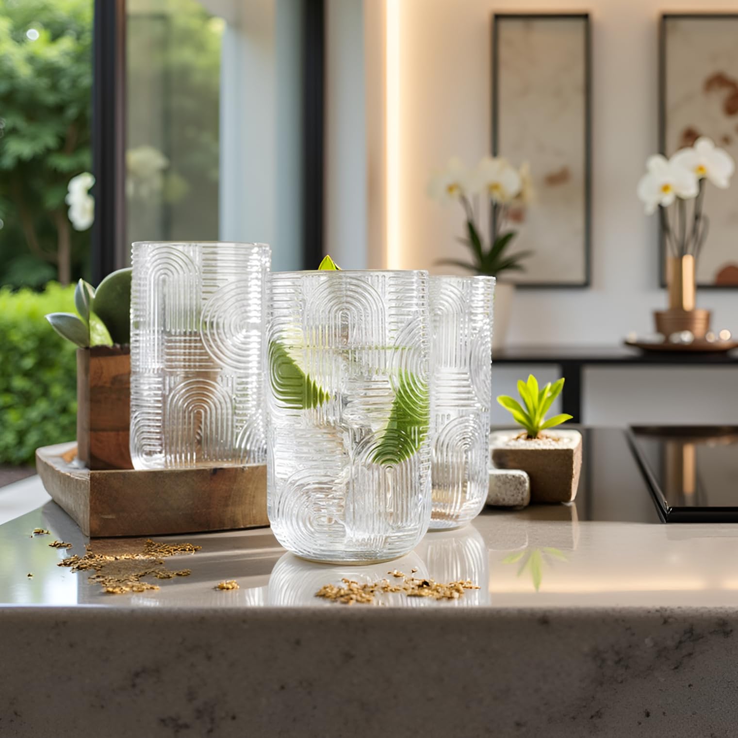 Glaver's Highball-Trinkgläser, 480 ml, klares Glas, exquisites Design, 4 Stück