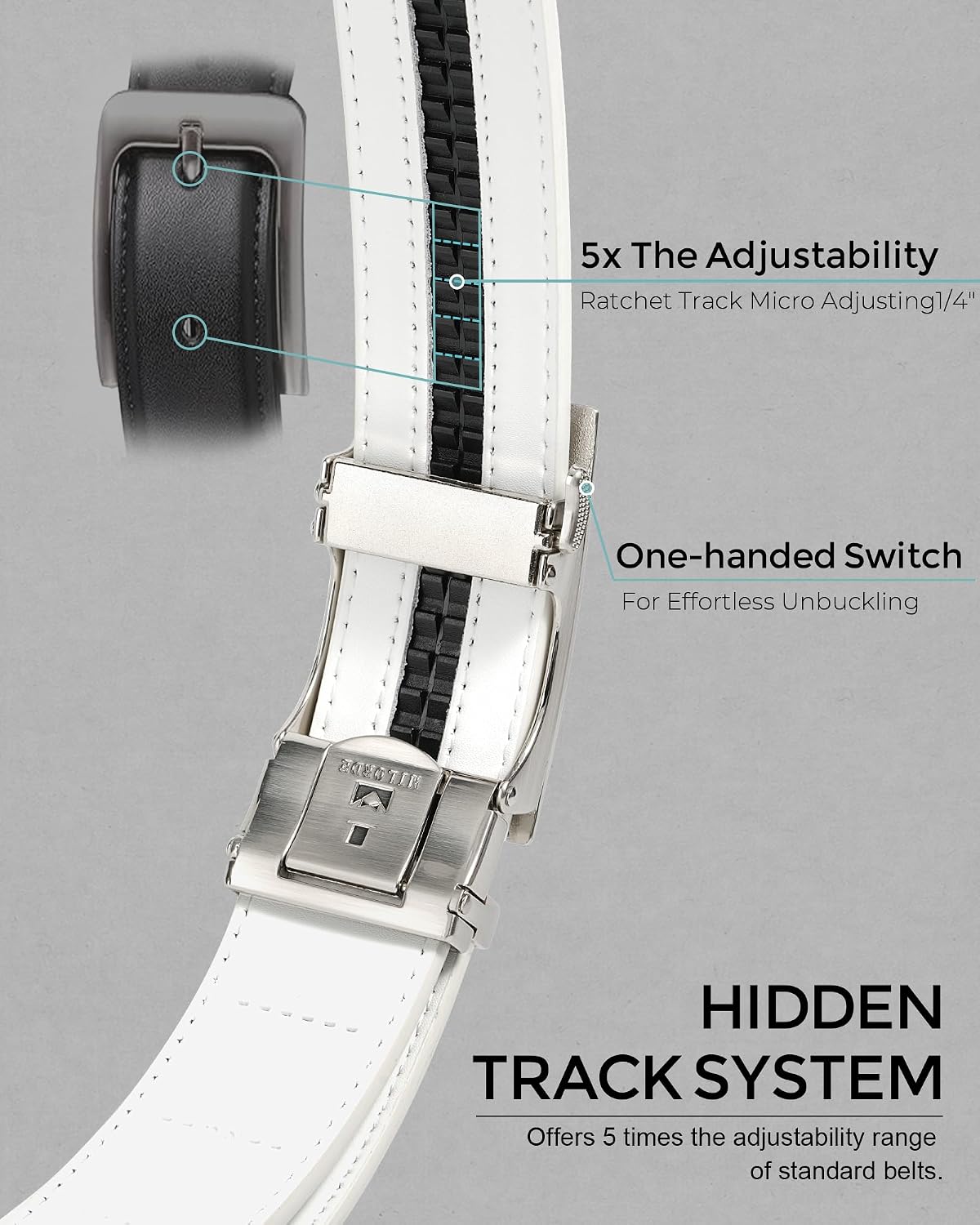 MILORDE Men's Leather Ratchet Belt - 35mm - Customizable Fit