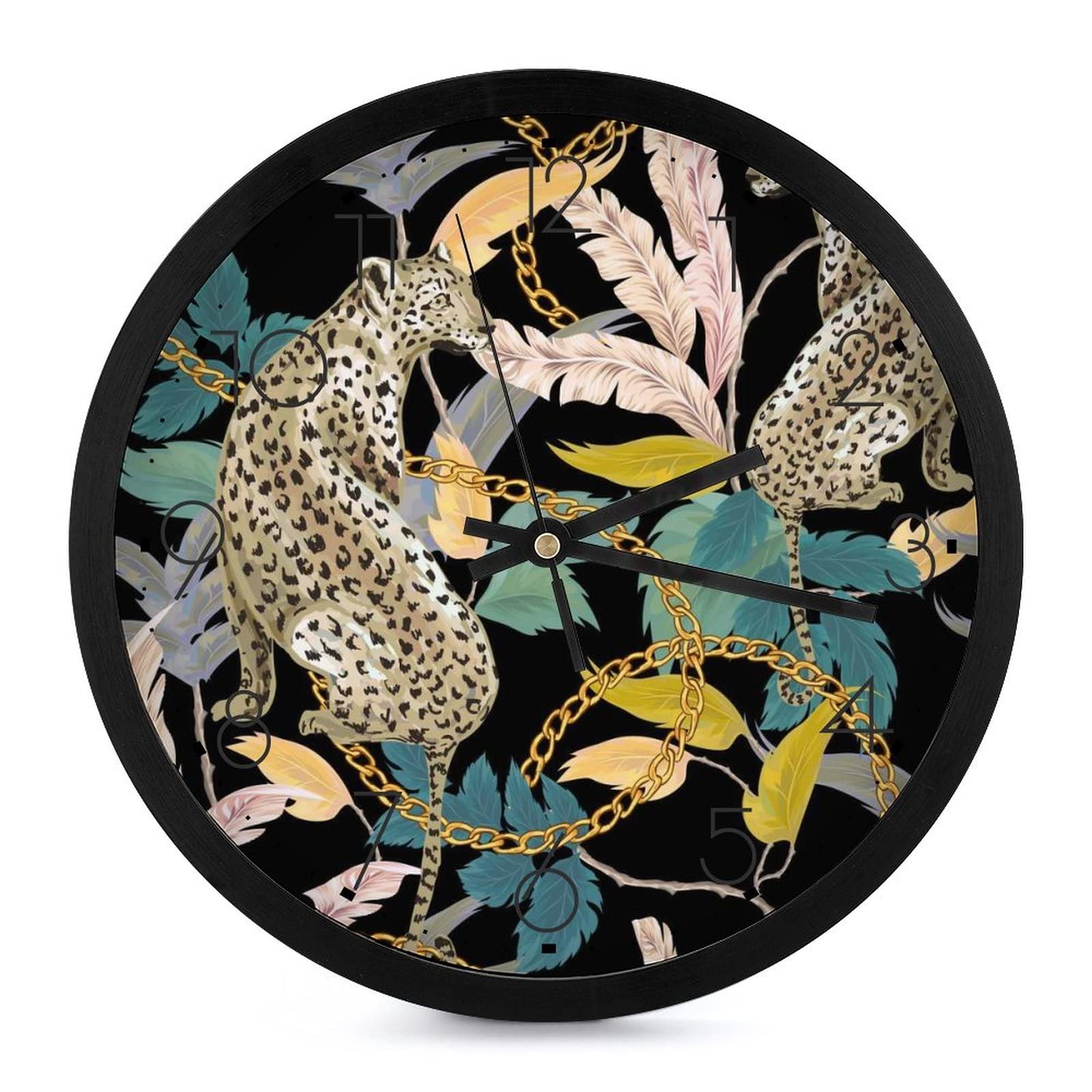 Horloge léopard moderne 25.4cm pour une décoration de bureau chic et studieuse
