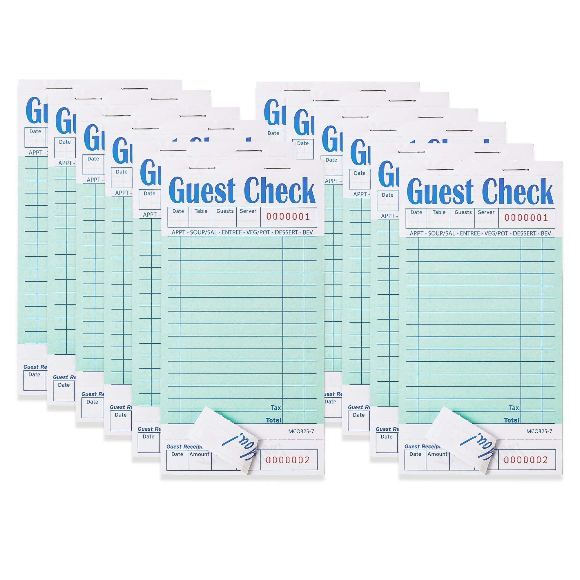 NALACAL Guest Checks Books, 12 Pack Green, For Servers Server Note Pads, Waiter Checkbook, Waitress Notepad for Restaurants, Paper Checks 50 Sheets/Pack, 600 Total Tickets, Waitress Accessories