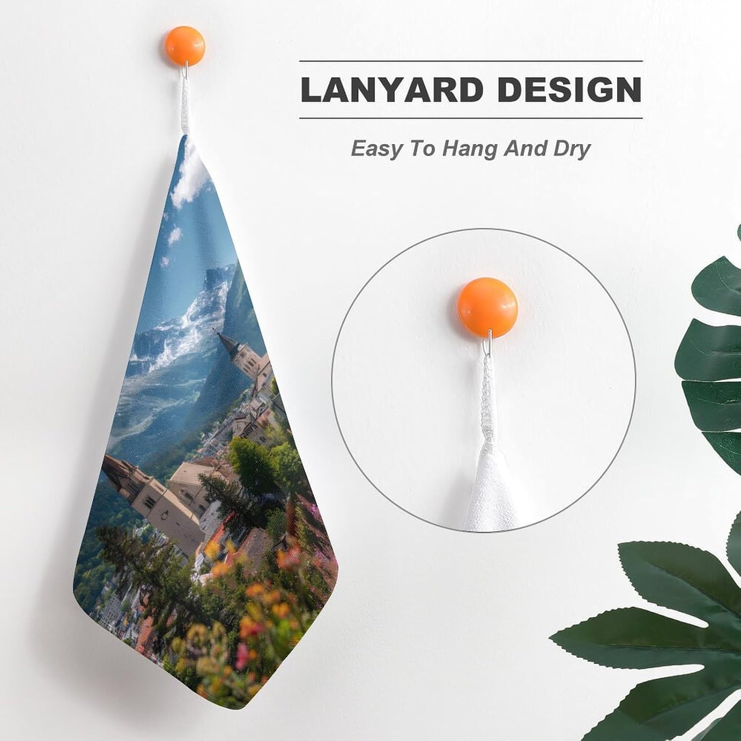 Alpine Mountains Forests Microfiber Hand Towels for Bathroom Soft Absorbent Bath Kitchen Towel with Hanging Loop 4PCS