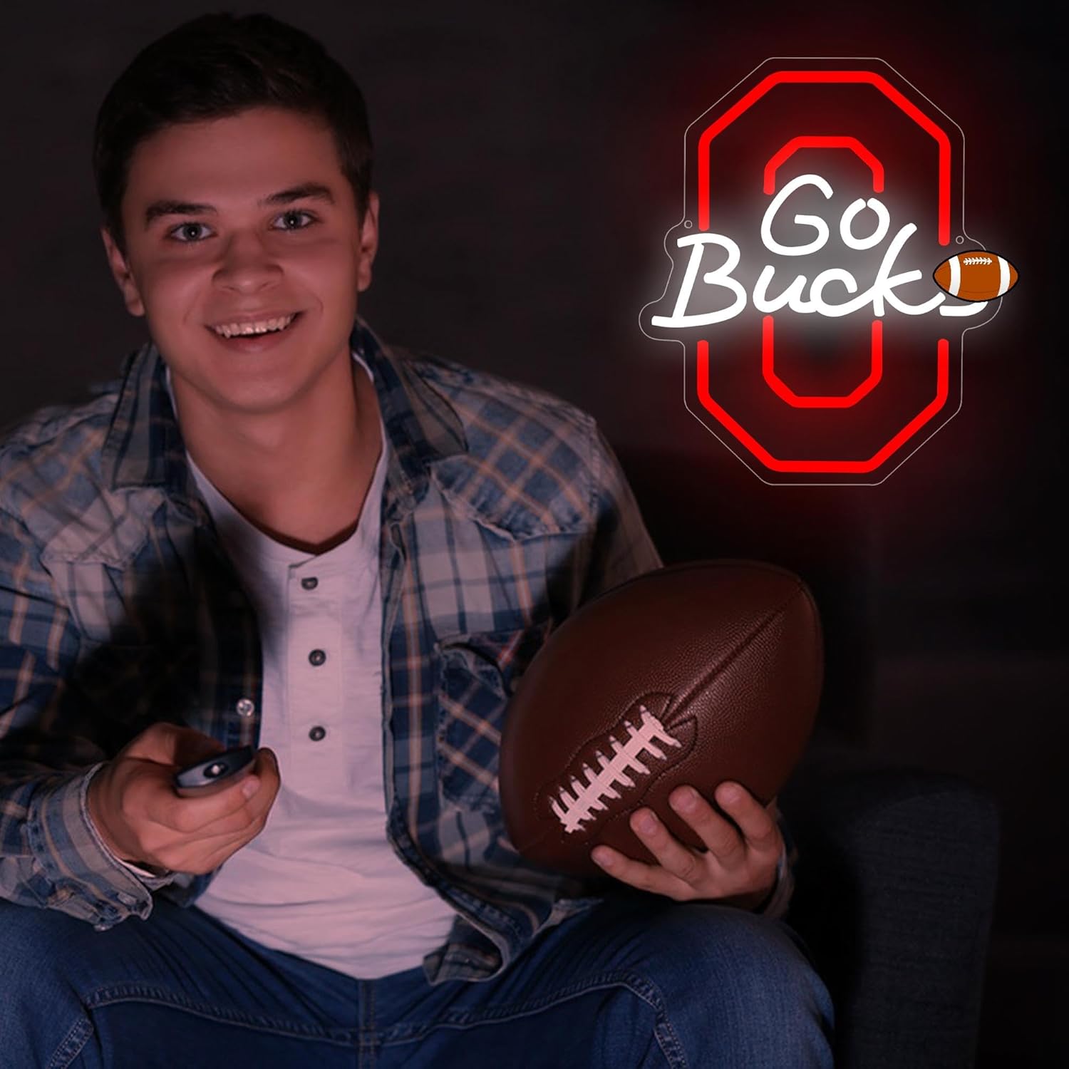 University Neon Sign for Wall Decor University Football Team Sign Neon light for Man Cave Birthday Gifts for Fans Dimmable Led Sign for Party Club Bar Dorm Decor Size 11.65 * 13.77(P001) - Image 4