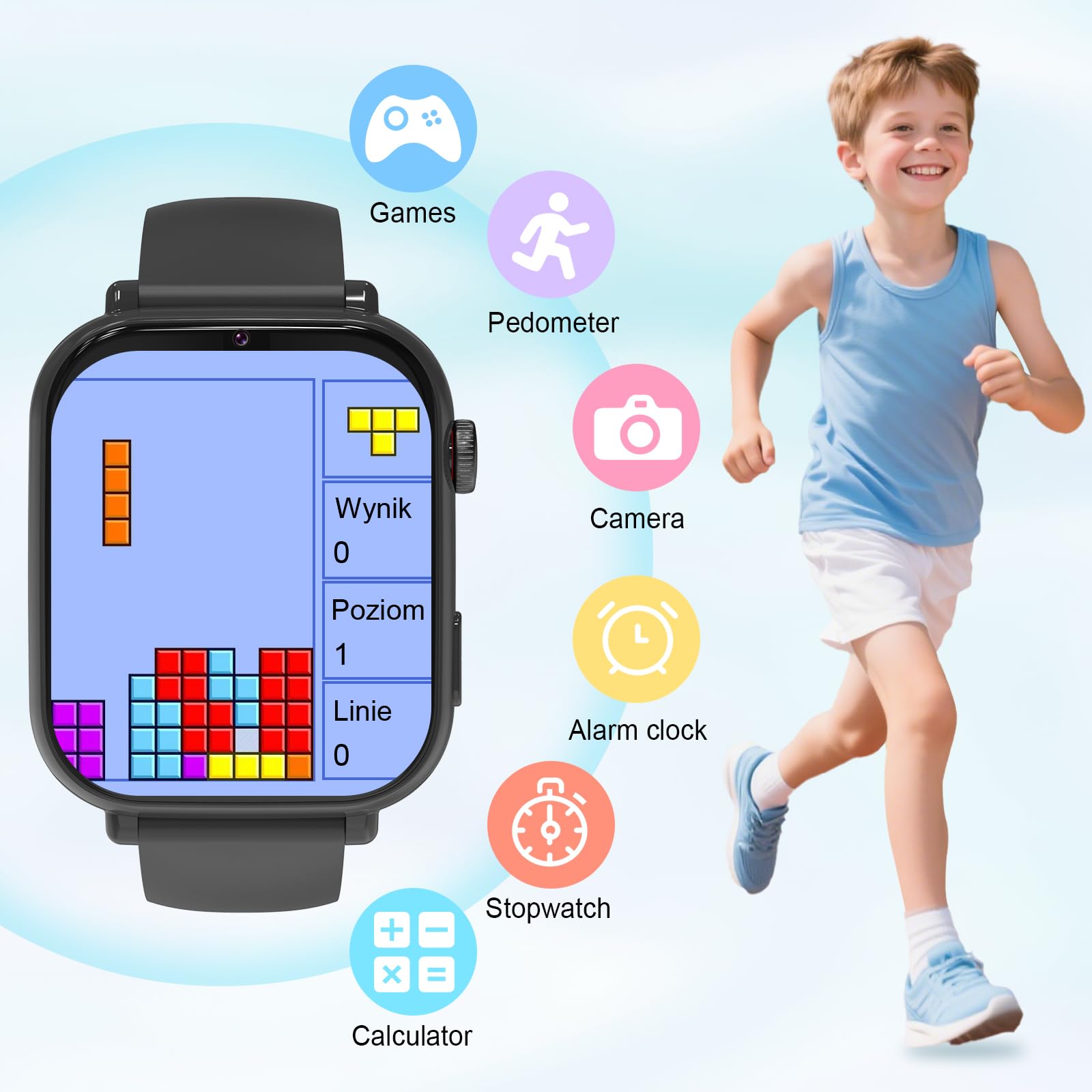 Smartwatch Bambini GPS 4G, Orologio Intelligente con Telefono, Videochiamata, Chat, SOS, Sveglia, Contapassi, Camera, Modalità Classe, Gioco, Smart Watch per Ragazza e Ragazzo 4-12 Anni Regalo, Nero