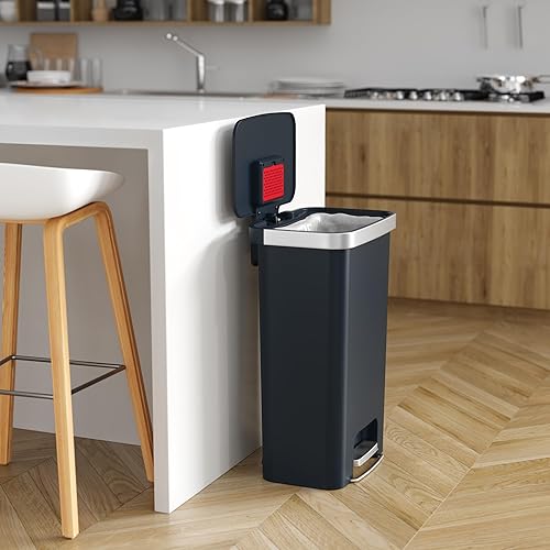 Miniatura 2 de iTouchless SoftStep - Cubo de basura de plástico negro con pedal de 13.2 galones con filtro de olor, construcción duradera a prueba de abolladuras y