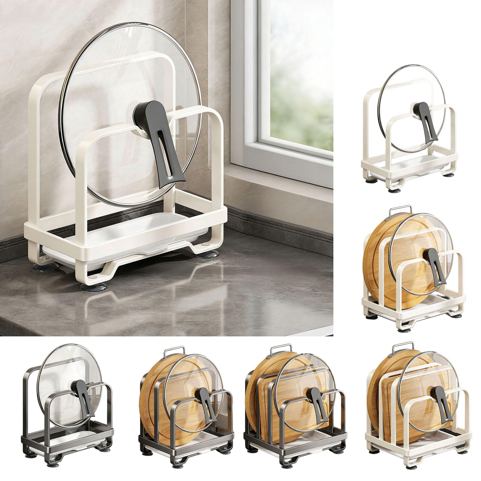 Estante de almacenamiento de cocina de acero, Milky white S