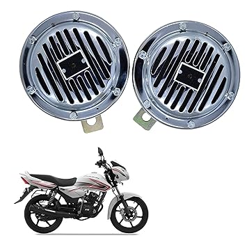 Vagary Universal Windtone Bike Horn With Chorme finishing Heavy Quality body (Set of 2, 12V voltage) for TVS Pheonix