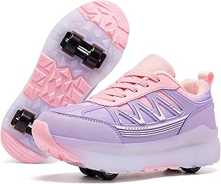 Roller Skate Shoes for Girls Boys Kids Detachable Sneakers with Wheels Fashion Wheeled Shoe