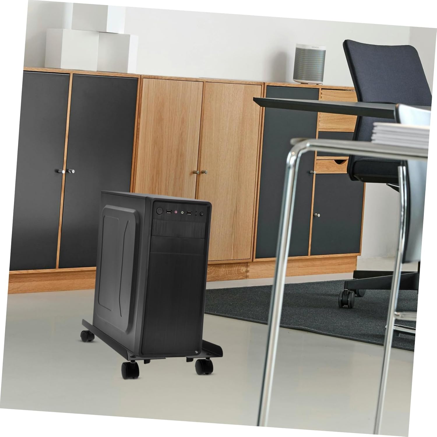 Computer Tower Stand Mobile CPU Stand Casters Smooth Cold Rolled Steel Laptop Riser