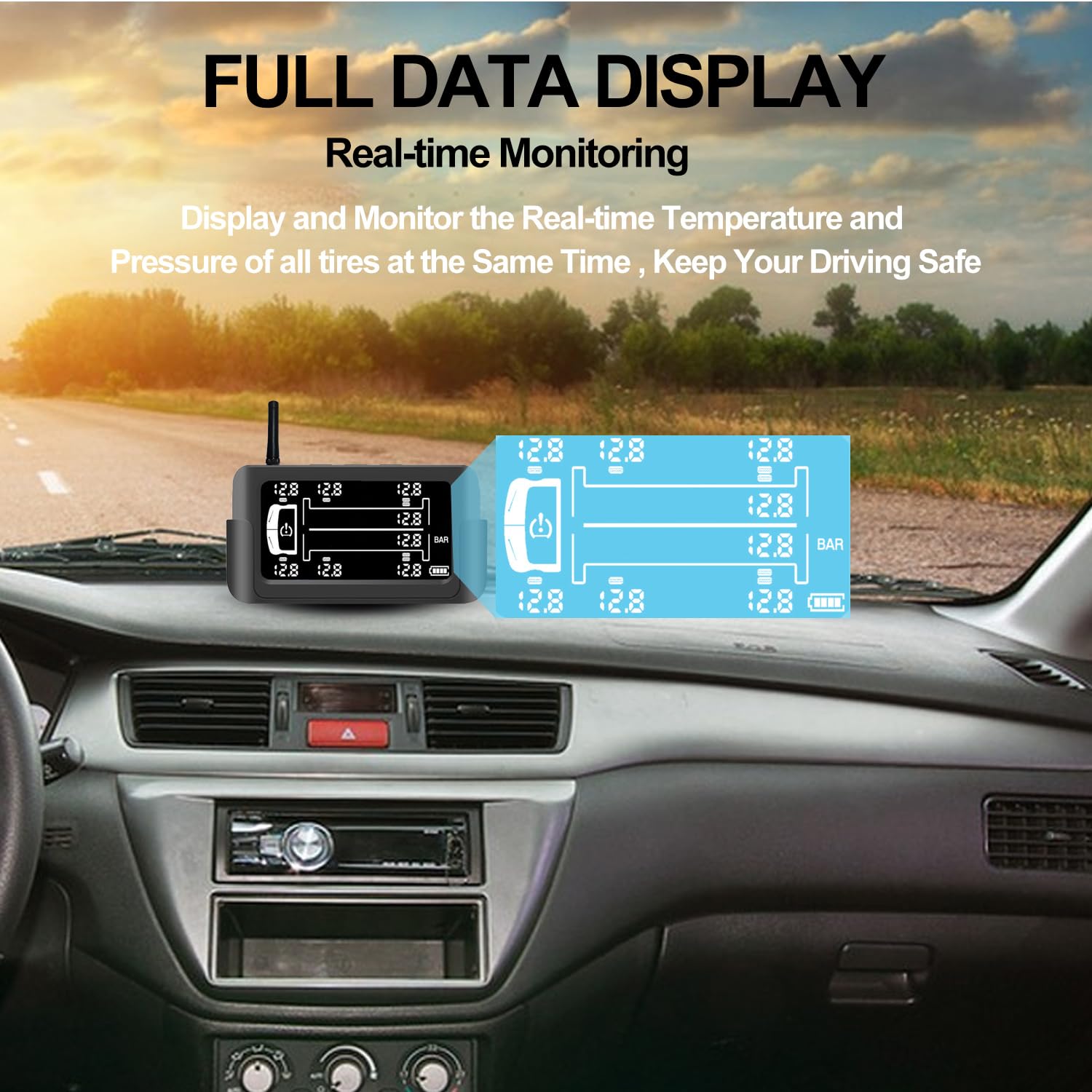 RV-bandenspanningscontrolesysteem, USB En Zonne Energie Bandenspanningsmonitor Camperaanhangwagen Suv Motorfiets