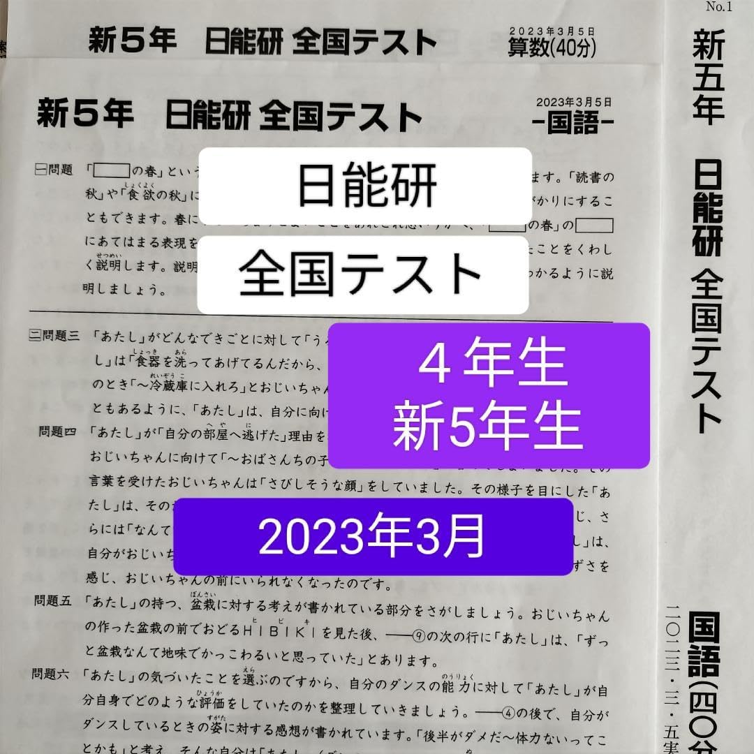 Amazon.co.jp: 日能研 全国テスト 4年 新5年 2023年3月 小4 新