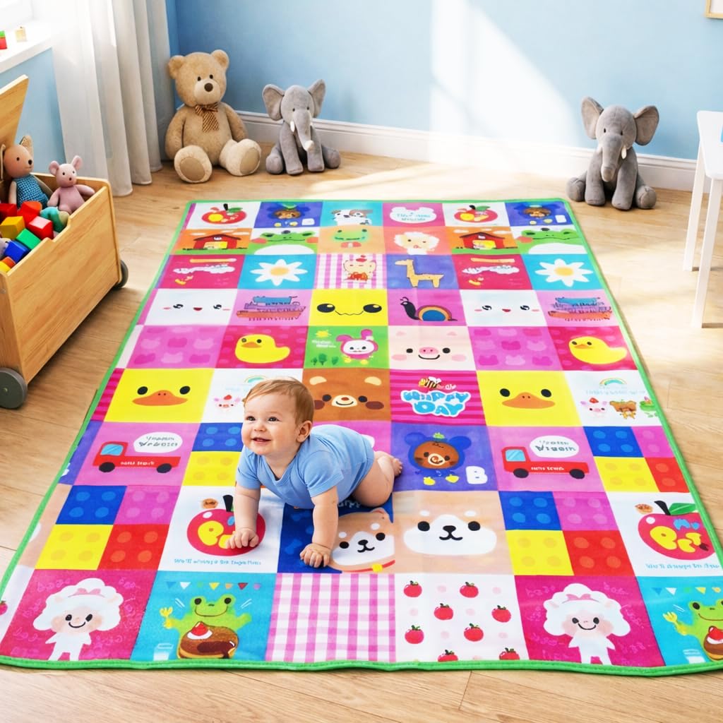Rugana Waterproof Baby Playmat Large 4x6 Ft, Reversible Colourful Educational Design with Animals and Alphabet, Soft Cushi... - Review, Price and Buying Guide