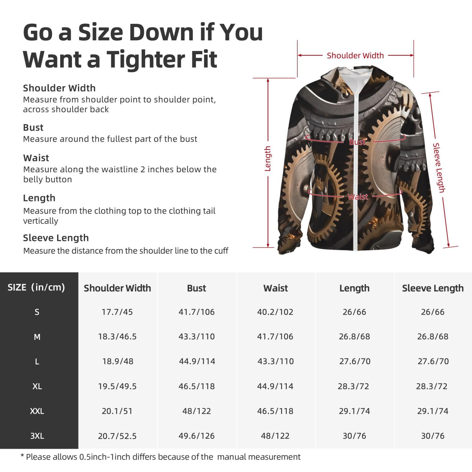 LZQPOEAS Sun Protection Hoodie Mechanical Gears Jacket Lightweight Long Sleeve Sun Shirts for Outdoor Hiking Large