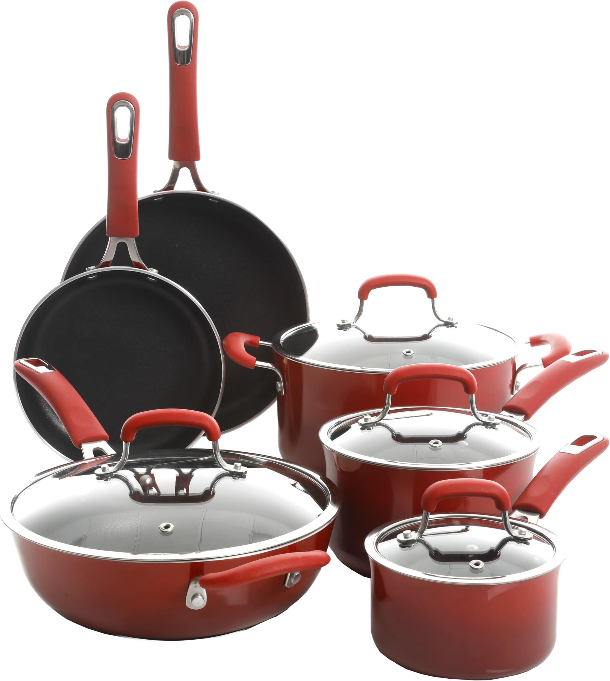 Kenmore126370.1 Nonstick Aluminum Cookware Set, Red Gradient