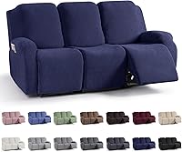 Vista 35 de KinCam Fundas para Reclinables, Fundas Elásticas para Sillas Reclinables, Fundas para Sofá Reclinable con Diseño de Rayas Jacquard, Fundas