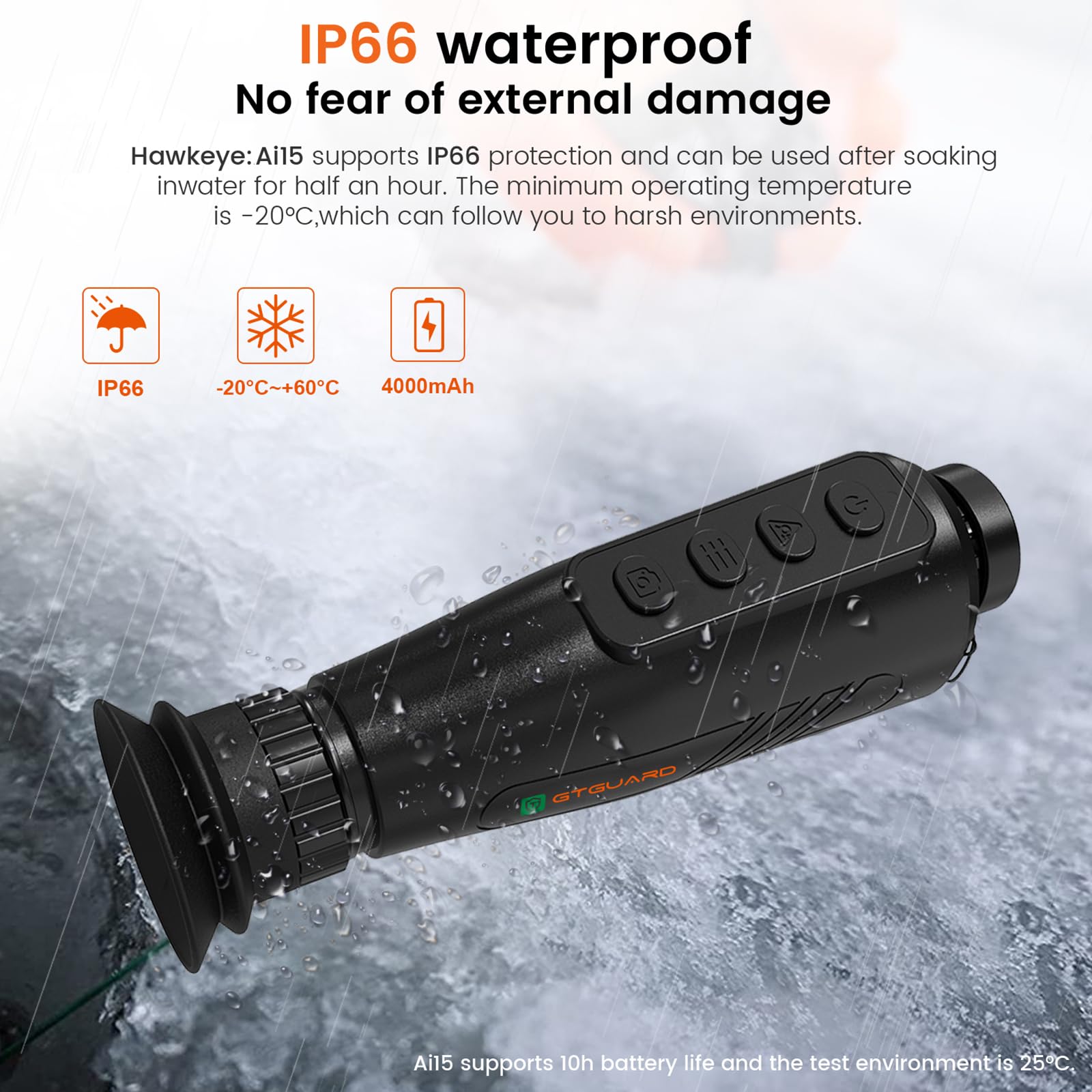 docooler Ai15 AI Thermal Monokulare Wärmebildkamera – 8-facher Digitalzoom, 60-Hz-AMOLED-Display, IP66 wasserdicht, integrierter 32-GB-Speicher, WLAN-Hotspot/Station für Smartphone-Konnektivität