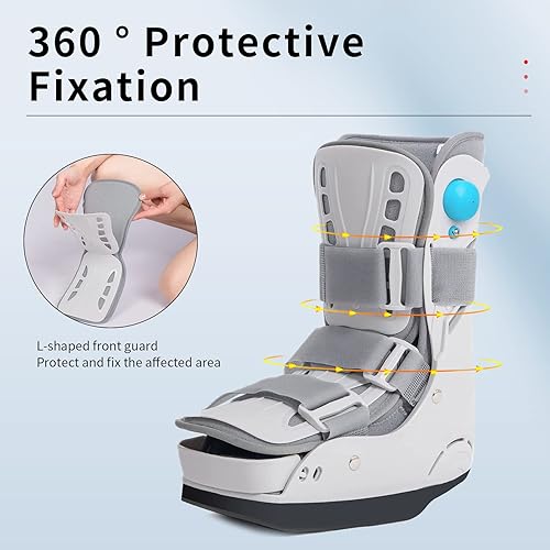 Miniatura 7 de Bota de descarga inflable para caminar y fractura para dolor de talón o tobillo, médica corta Air Cam Walker Brace para esguinces, fractura,