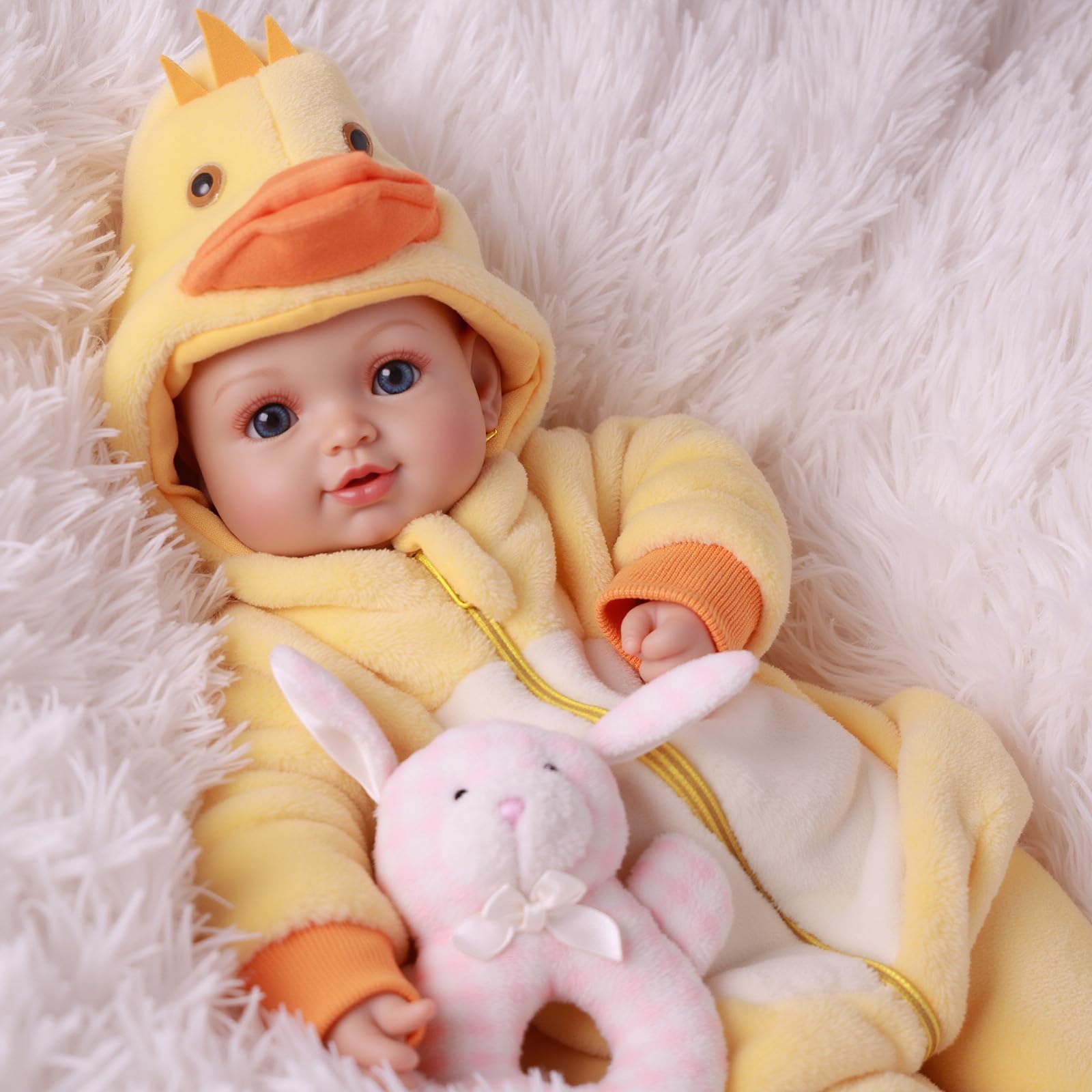 BABESIDE Reborn Bambola 43 cm Realistica con Corpo Morbido e Accessori, Bambola Bambina con Vestiti a Tema Anatroccolo, Regalo per Bambine 3+ Anni