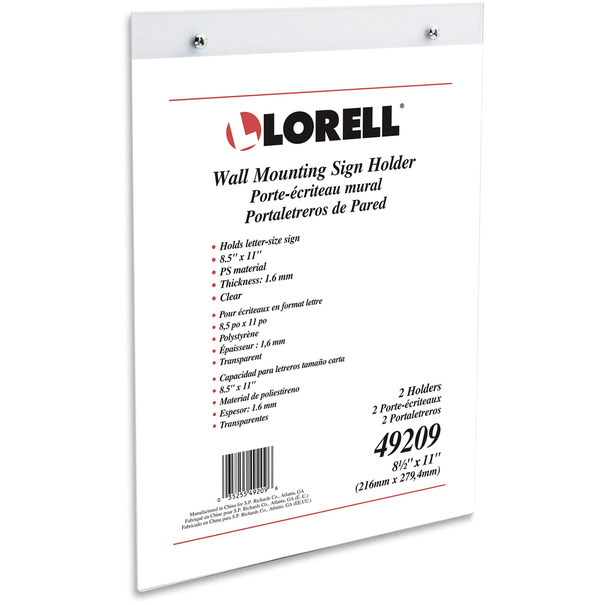 Lorell, LLR49209, Wall-Mounted Sign Holder, 1 Pack, Clear