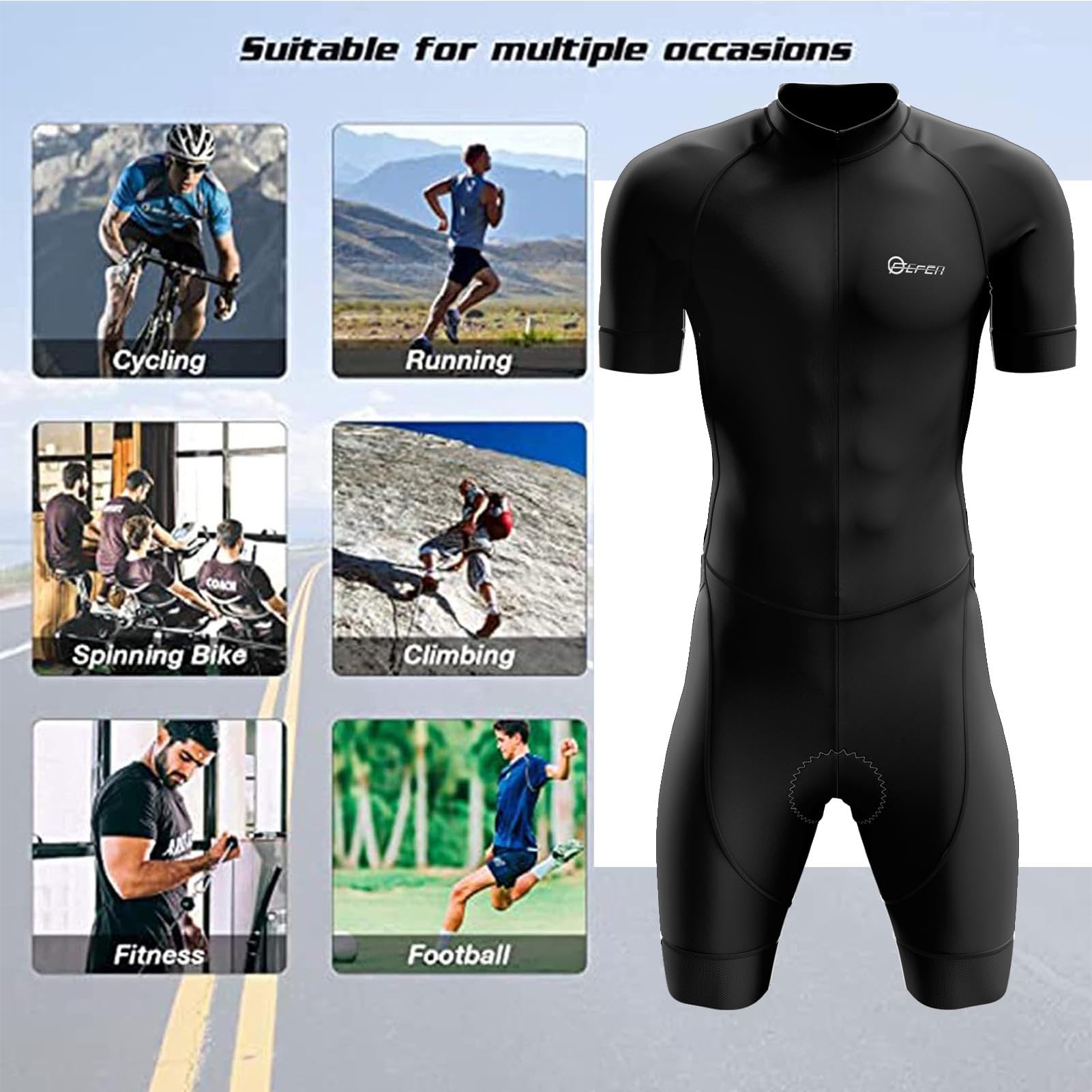 Tuta da ciclismo da uomo, Tuta da Triathlon a Maniche Corte da Uomo,Cycling Skinsuit MTB Cycling Skinsuit with body triathlon uomo per Nuoto/Corsa/Ciclismo, monopezzo