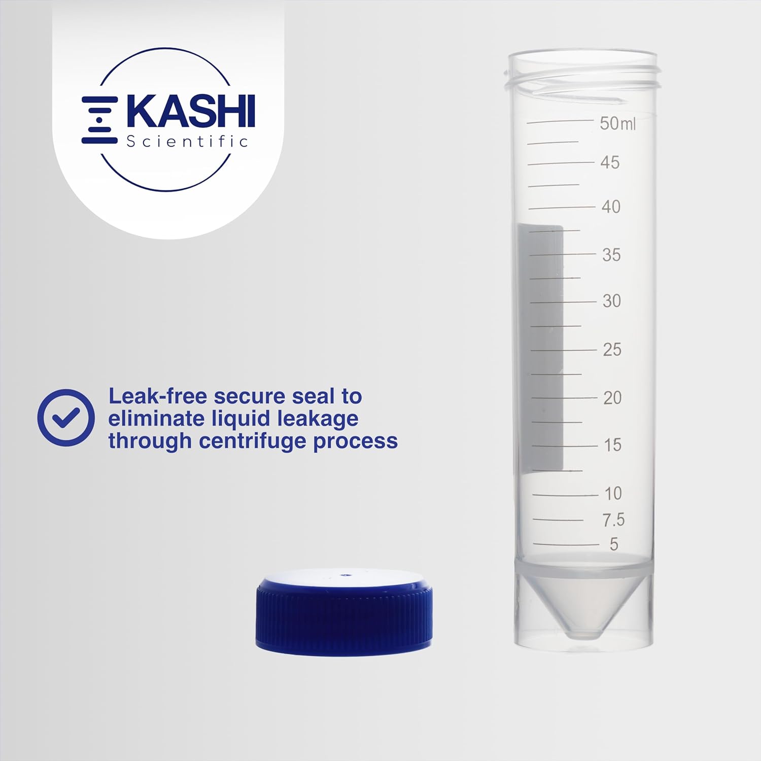 Kashi Scientific 50mL Self Standing Centrifuge Tubes with Screw Cap Lid, Lab Grade Polypropylene Plastic, Skirted, Printed Graduation, Write-on Spot [50mL Self-Standing, 50] - Image 5