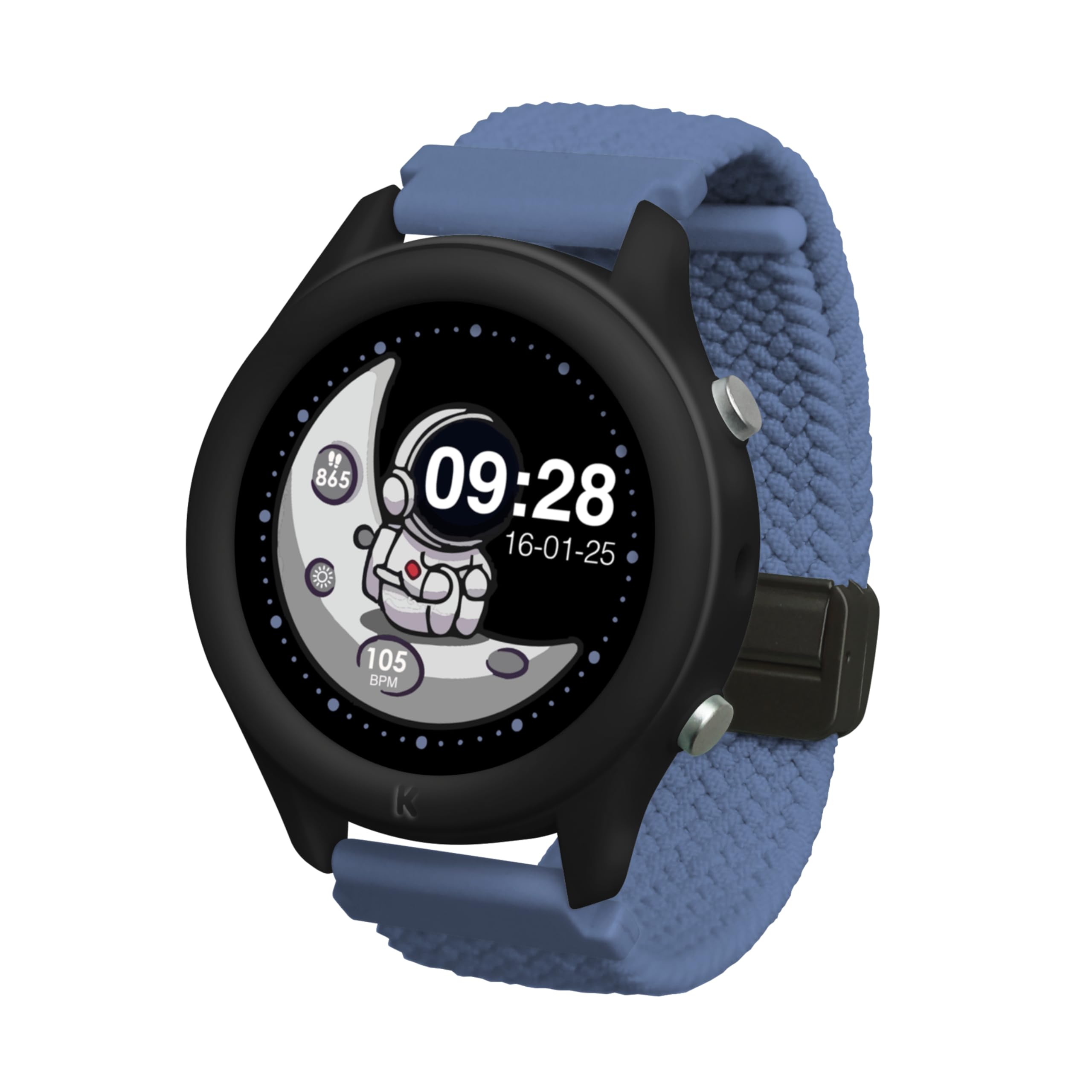 KIDYWOLF - K-​Watch Bleue - Montre Interactive Enfant dès 8 Ans - Ta première Montre Numérique avec Écran OLED & Lampe LED