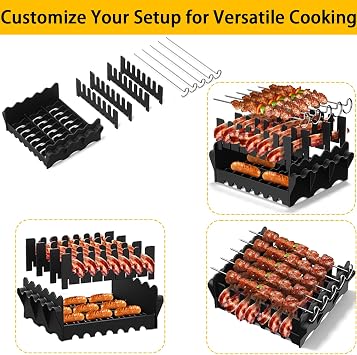 Silicone Air Fryer Rack, 3 in 1 Grill Rack Set Air Fryer Accessories for Ninja DZ071 AF401 AF500 SL400 COSORI 9 QT Air Fryer, Non-Stick & Easy to Clean