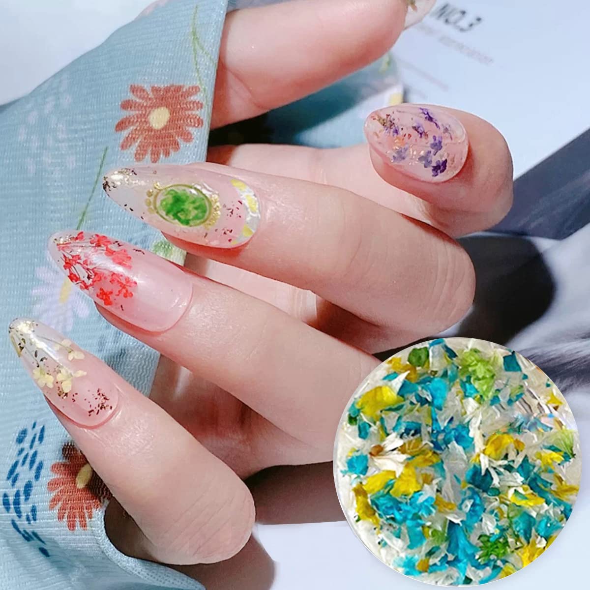 Amazon | 押し花 ネイルパーツ 6個セット ドライフラワー ネイルパーツ