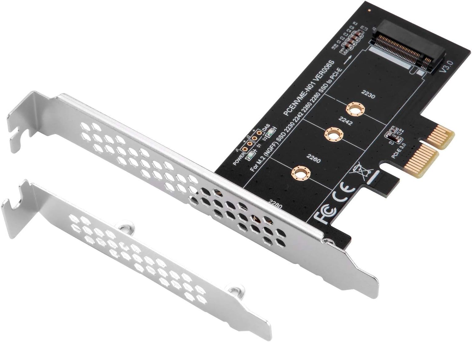 SIIG M.2 SSD M Key Nvme PCIe 3.0 X4 Card Adapter with Low and Full Profile Bracket - Supports M.2 PCIe 2230, 2242, 2260 and 2280 (SC-M20111-S1)