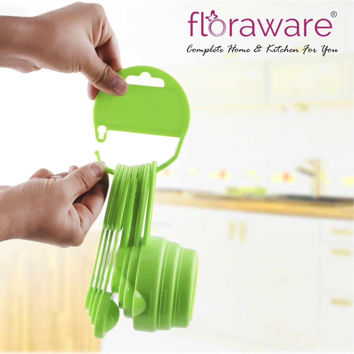 Floraware Plastic Baking Measuring Cup Set, 8-Pieces, Green