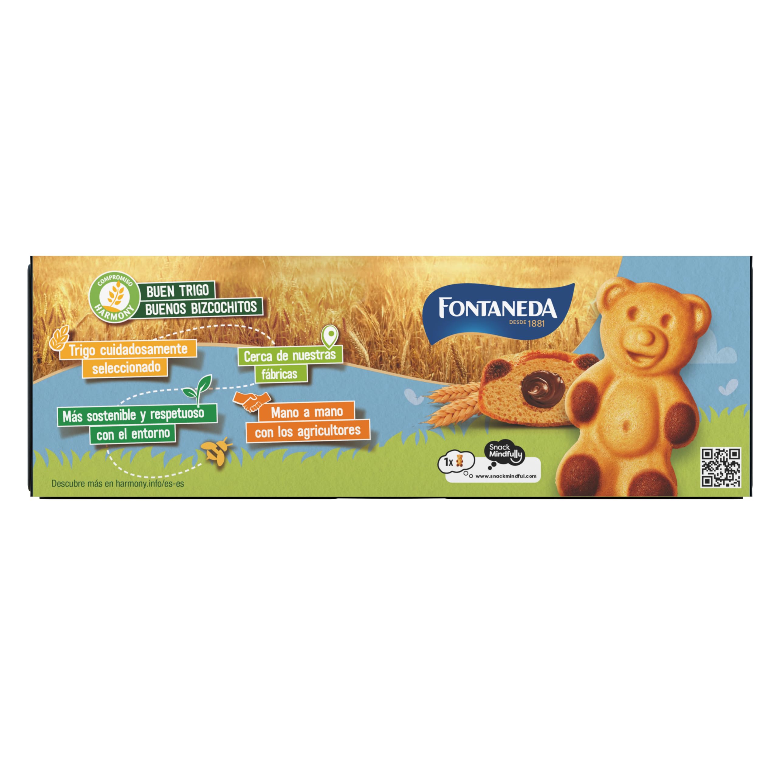 Fontaneda Osito Lulu, Bizcochos Rellenos de Chocolate, Textura Tierna y Esponjosa , 150 g (5 Bizcochos)