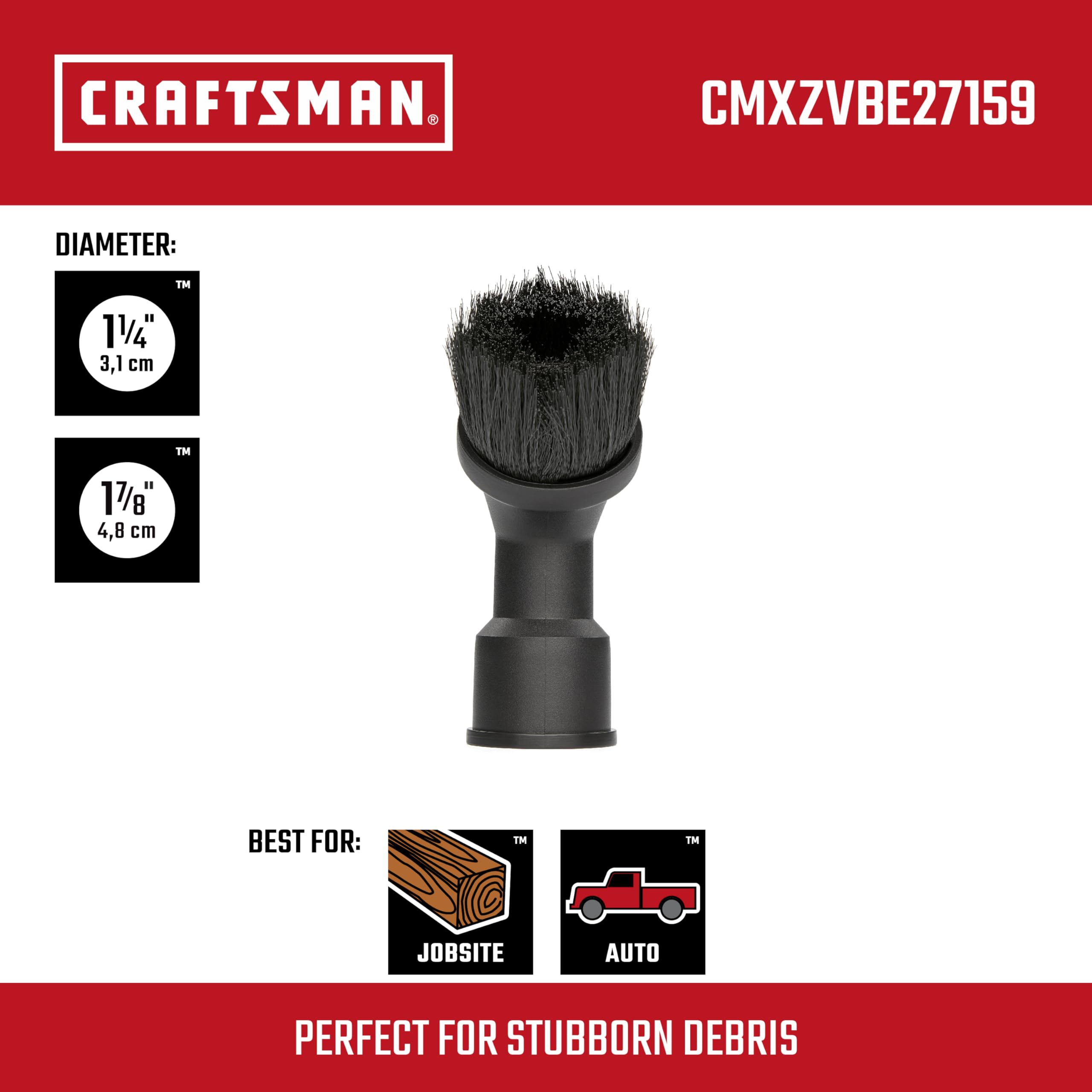 CRAFTSMAN CMXZVBE27159 1-1/4 and 1-7/8 inch DUAL-FIT Dusting Brush