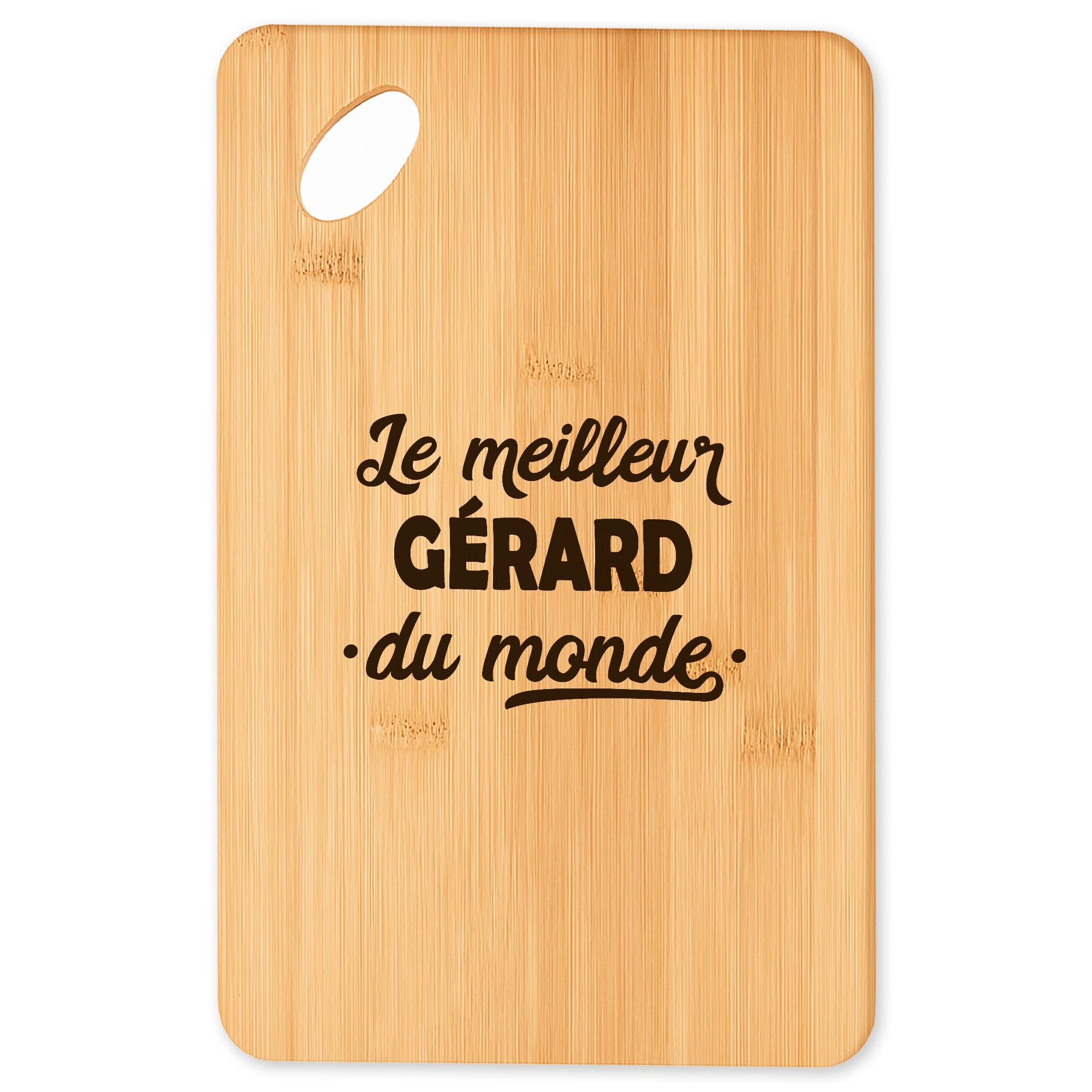 Cadeau original cuisine : la planche à découper Super Gerard 2 en bambou pour passionnés