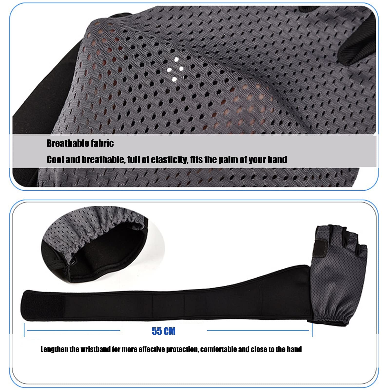 Gants d'haltérophilie pour hommes et femmes, sport et fitness avec support pour on respirants pour la moitié des doigts, excellente adhérence pour le fitness, la musculation, l'haltérophilie