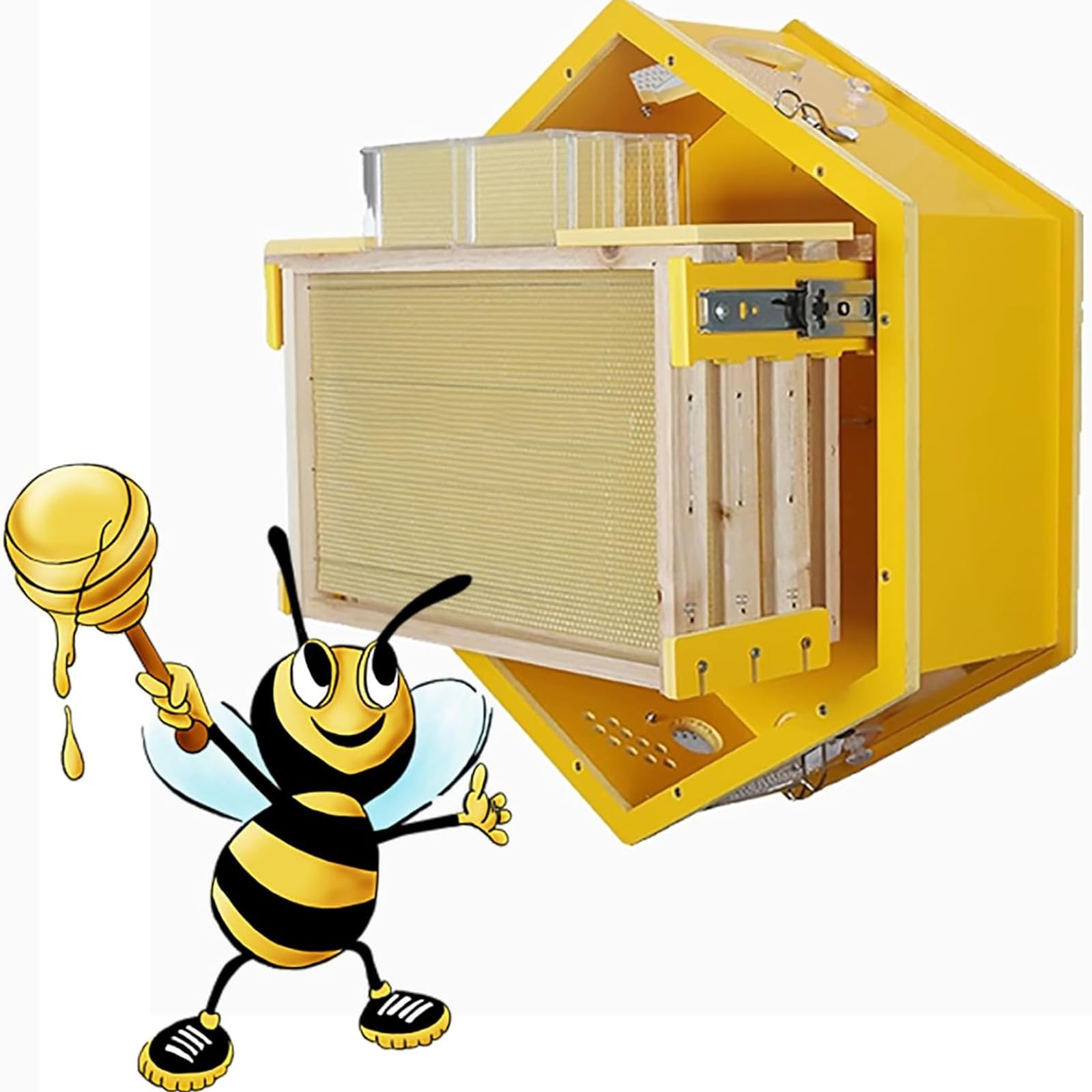 Lbmed Brown, Yellow Beekeeping House Beehive, Indoor Wall-Mounted Hives With Chocolate Panel And 6 Boxes Collection Box, Harvesting Natural Nest Honey And Easy To Manage Bee Colonies, Satisfy Curiosity, For Lovers
