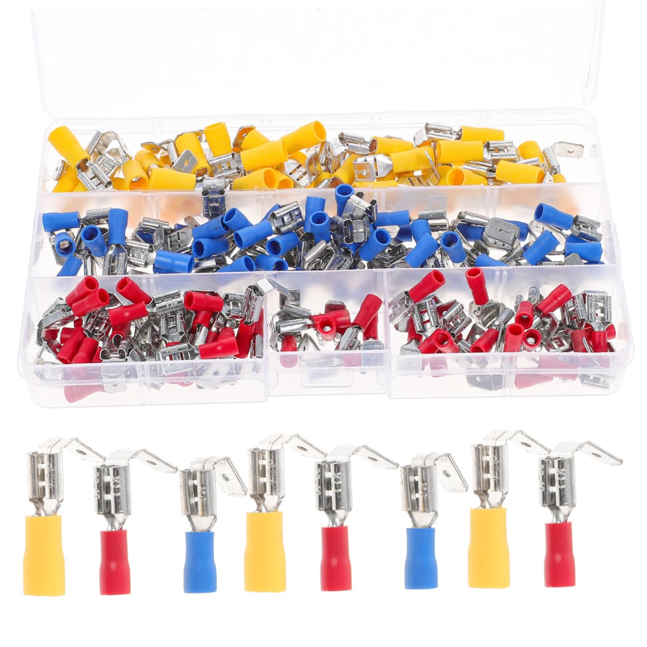 140 Stück Crimpverbinder Sortiment mit Halbisolierten Schnellverbindern aus Kupfer und Nylon Geeignet für 0,5-6 Mm² Leitungen im Maschinen und Elektroanschluss