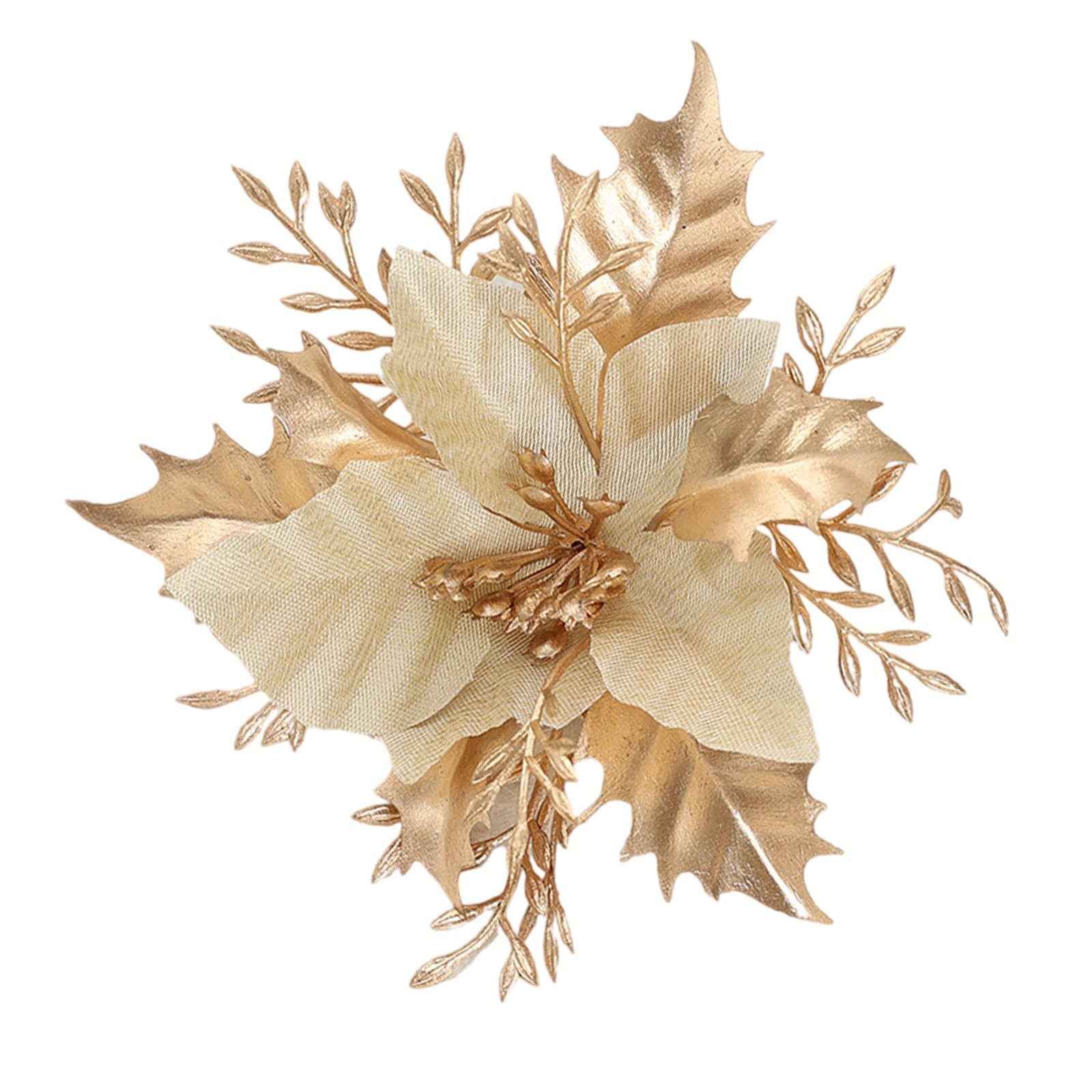 Artificial Poinsettia Flower Christmas Tree Decoration Holiday Party Wedding Wreath Home Decor Artificial Poinsettia Flower Ornament