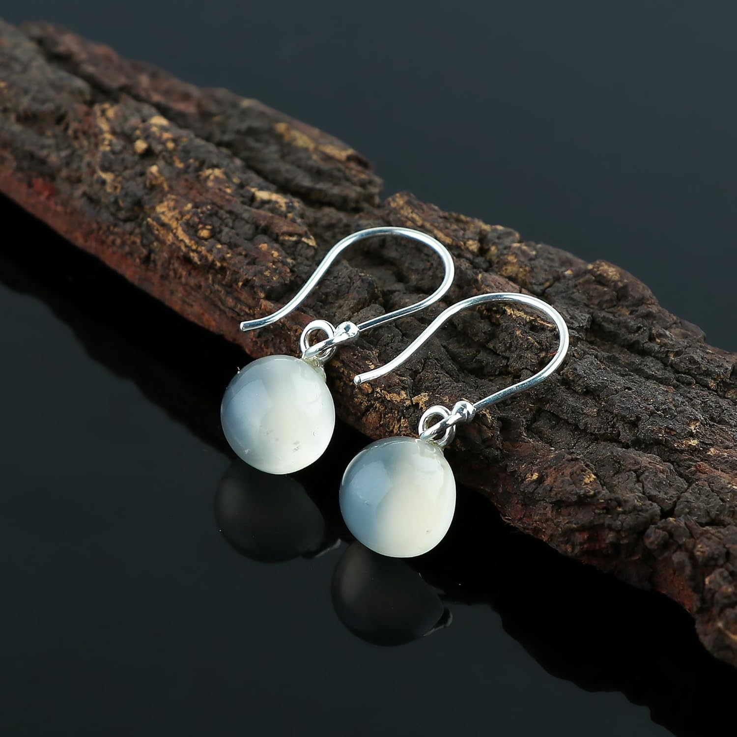 925 Sterling Silver Earrings, Natural Moonstone Gemstones Dainty Earrings, Healing Crystals Stones, Handmade, Filigree, Birthstones, Gifts for Women, - Image 4