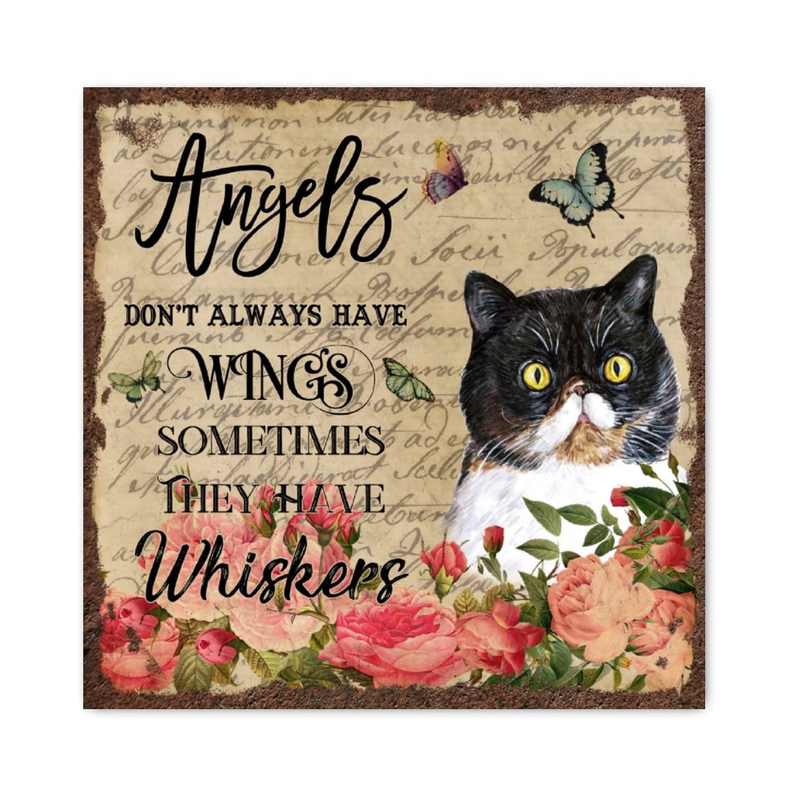 Panneau en bois Angels Don't Always Have Wings cadre vintage campagnard