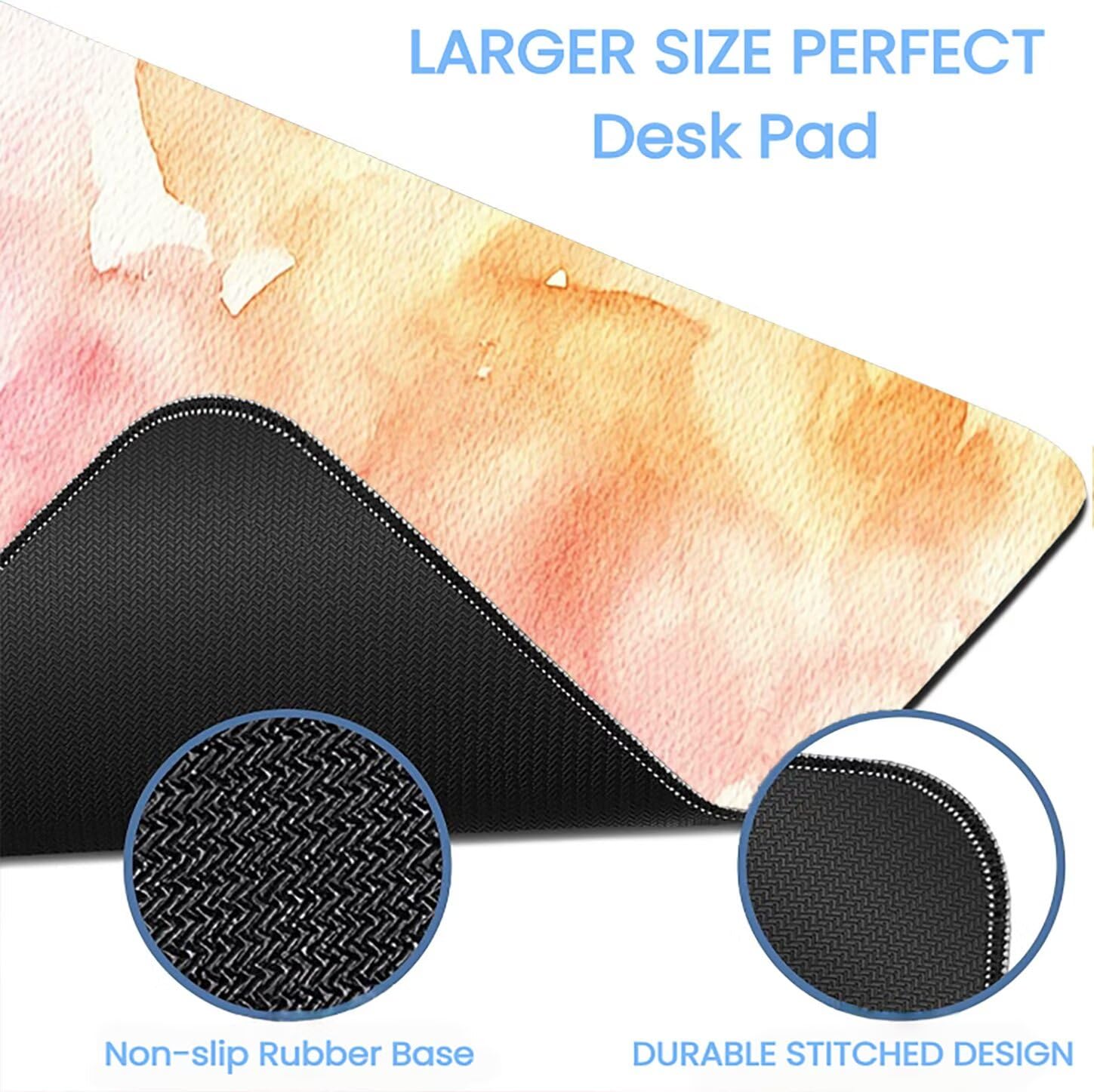 Lpfieonn Rosa Großes Schreibtischunterlage, XXL Schreibtischunterlagen, Blau XXL Wasserdicht Gaming Mousepad mit Vernähter Rand und Rutschfeste Gummibasis, für Laptop/Hause/Büro 120x60cm PF-2529