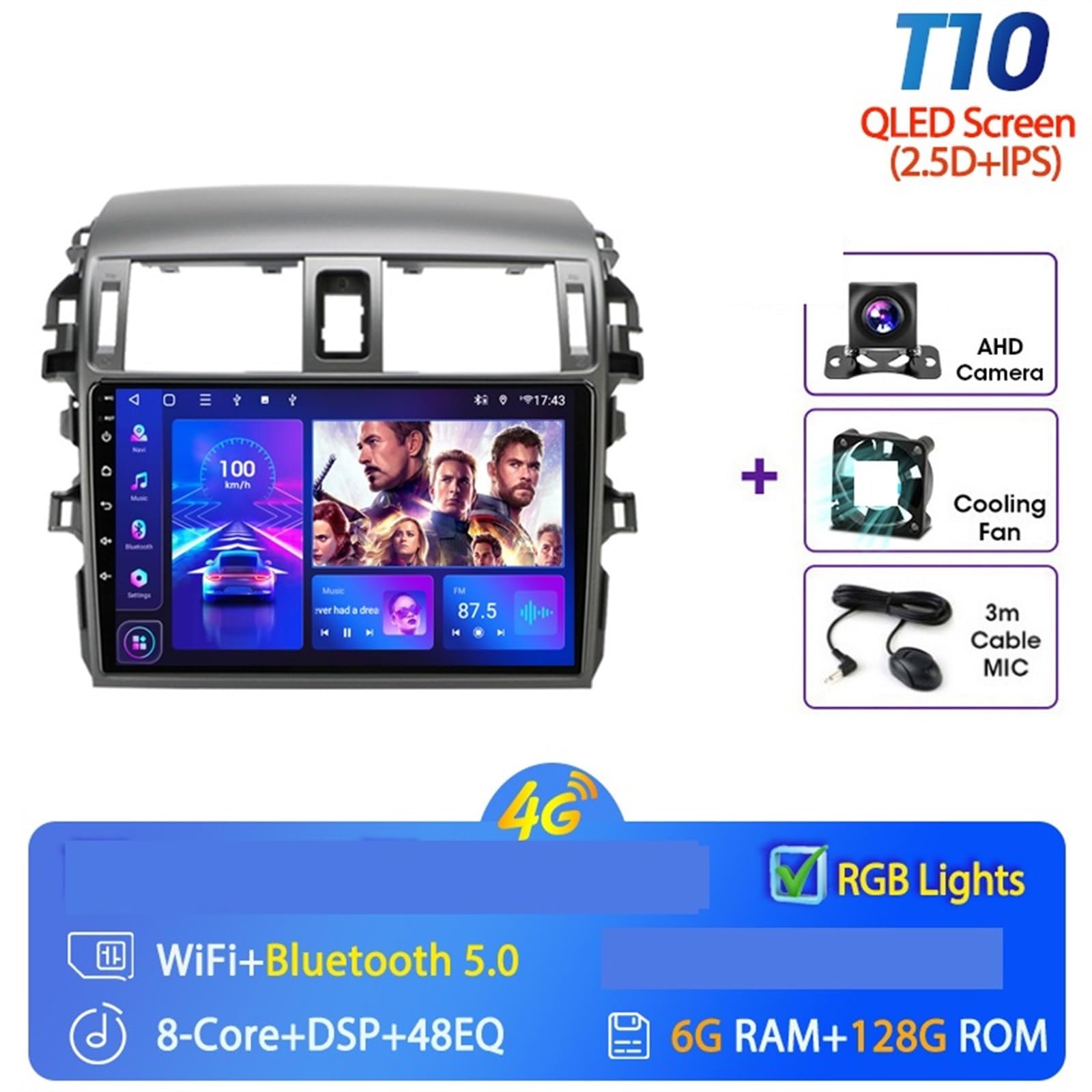 Navigatore Satellitare Auto Radio Navigation GPS Multimedia Video Player Stereo(T10-Camera)