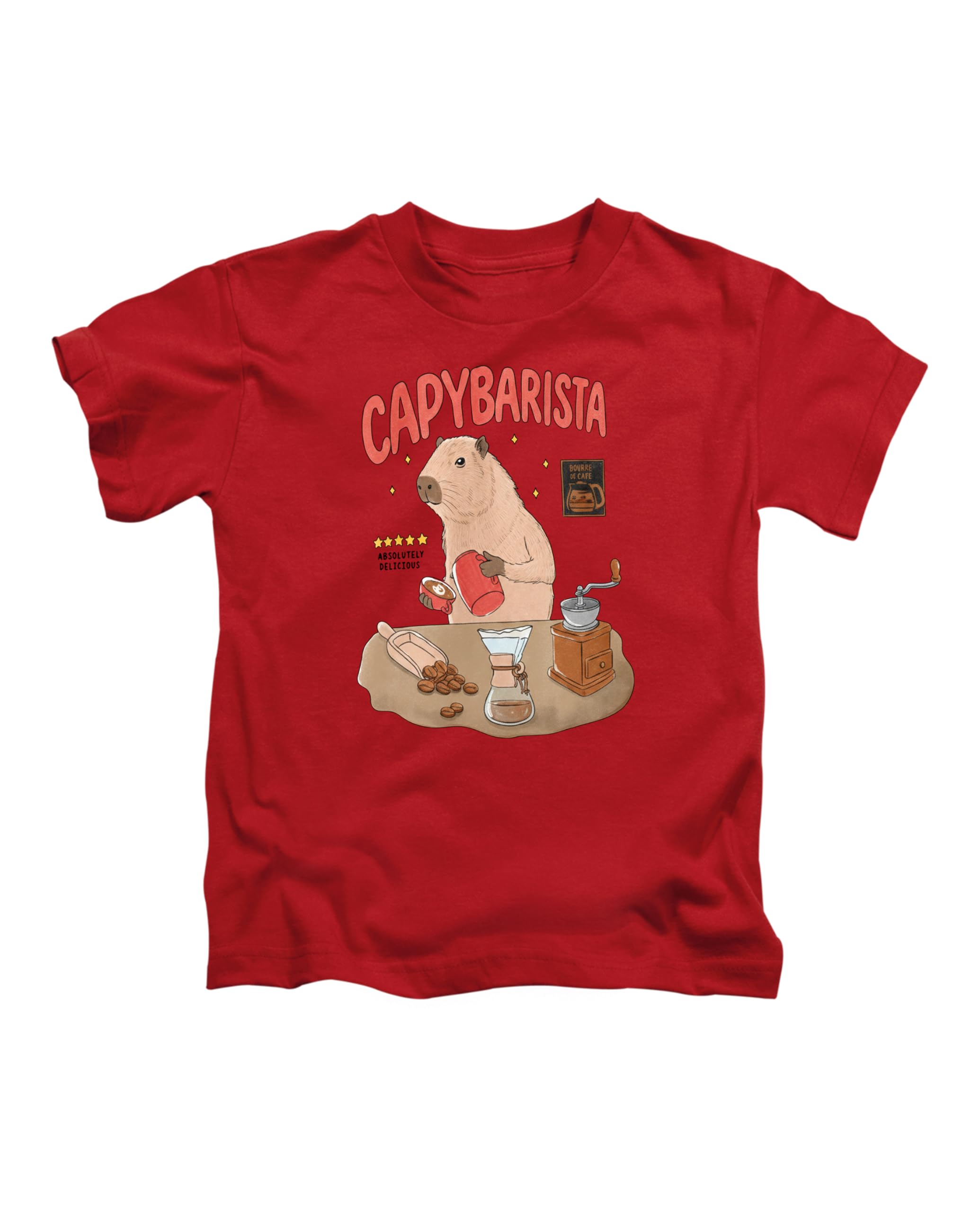 Taylor Brown Unisex Red Cappybarista, Capybara Silly Weird Novelty Animal Meme Humerous Iconic Trendy Cute Tee T-Shirt Funny T Shirt Top