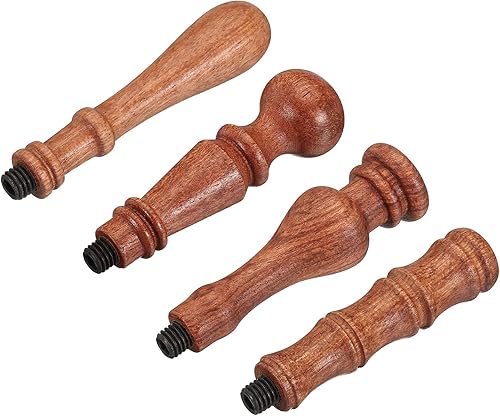 Miniatura 4 de PATIKIL Mango de sello de cera solamente, paquete de 4 manijas de sello de repuesto de mango de madera, para tarjeta de invitación de boda, sobre