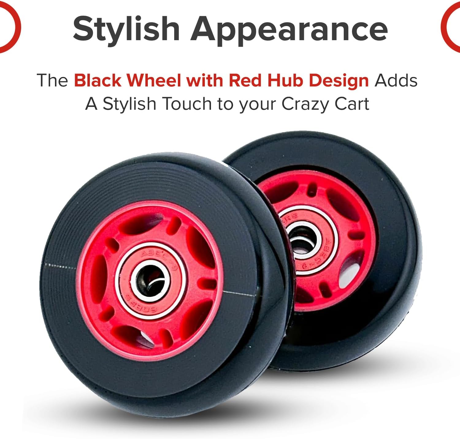 AlveyTech 76 mm x 30 mm Caster Wheels for The Razor Crazy Cart (V7+), Crazy Cart Shift (V1+), & Crazy Cart XL (V3+) (Set of 2)