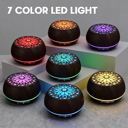 Miniatura 6 de 550ml Difusor de aceite esencial de gran capacidad con juego de 6 aceites de aromaterapia, humidificador de aire ultrasónico con temporizador y luz