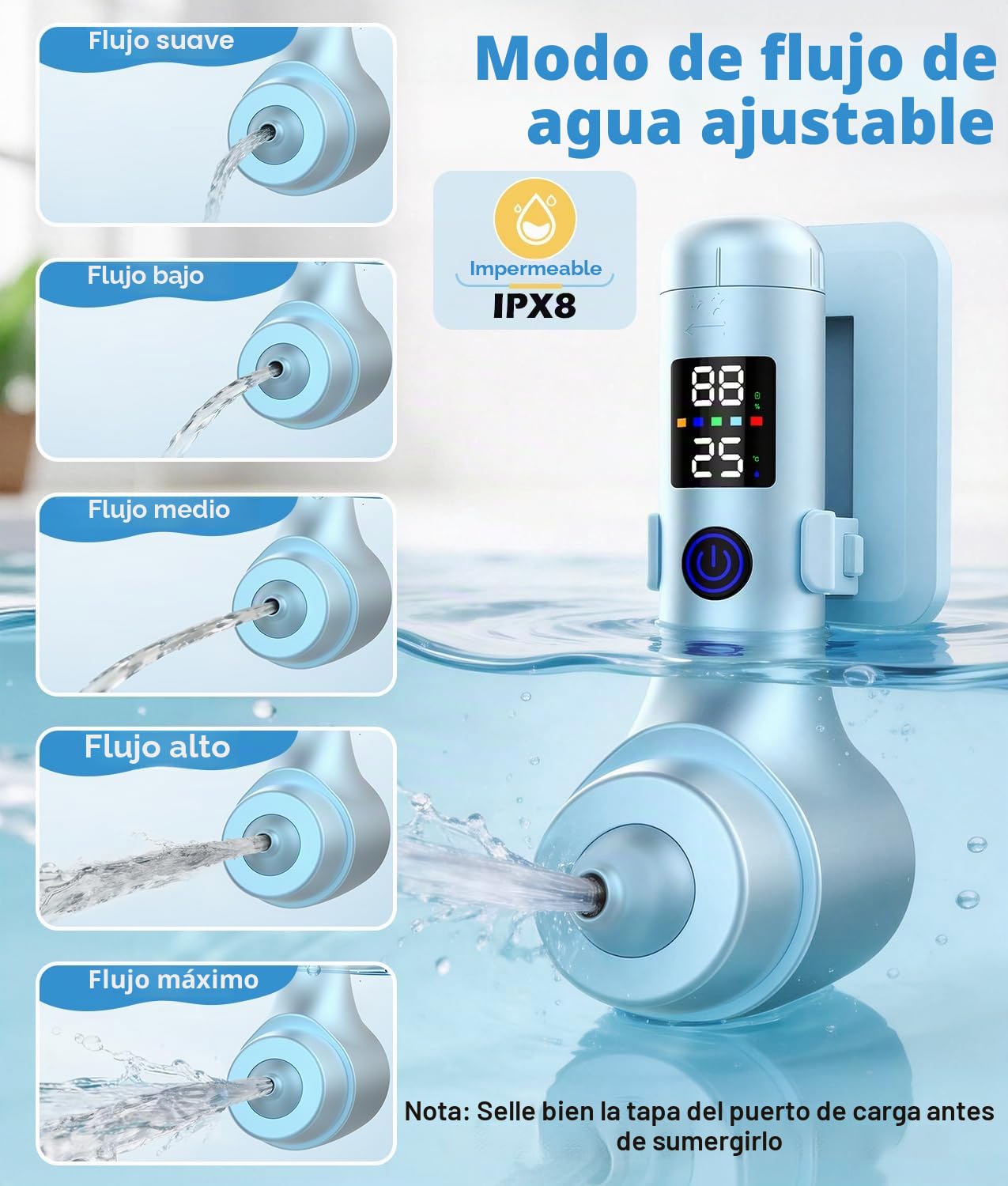 PAHTTO SPA de hidromasaje para bañera, Accesorio portátil para bañera con 5 Niveles de Velocidad Ajustables, para un SPA en casa y relajación (Azul)