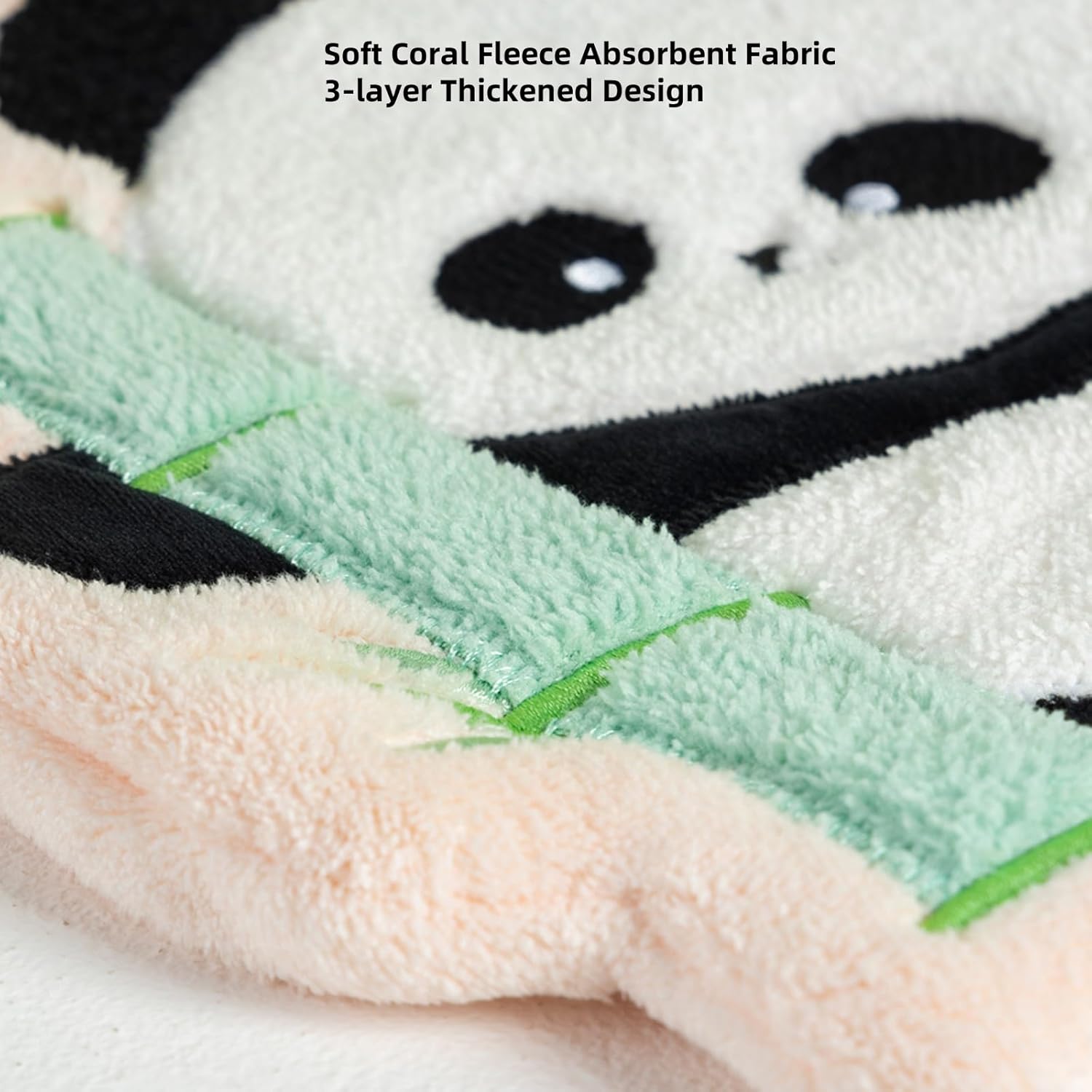 Panda Cartoon Hand Towel Set - Ultra Absorbent-Soft Hanging Hand Towels for Bathroom Kitchen, Fun Birthday Panda Gift for Kid Children - Image 4