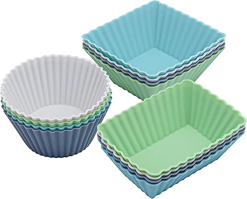 Paquete de 12 forros de silicona para magdalenas, tazas reutilizables para hornear muffins, molde de silicona de grado alimenticio, divisor de