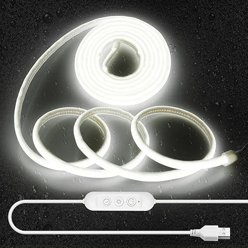 Aclorol Tira de luces LED COB de 5 V, 10 pies, 960 LED, regulables, impermeables, con autoadhesivas, para gabinete de cocina, baño, espejo, tocador,