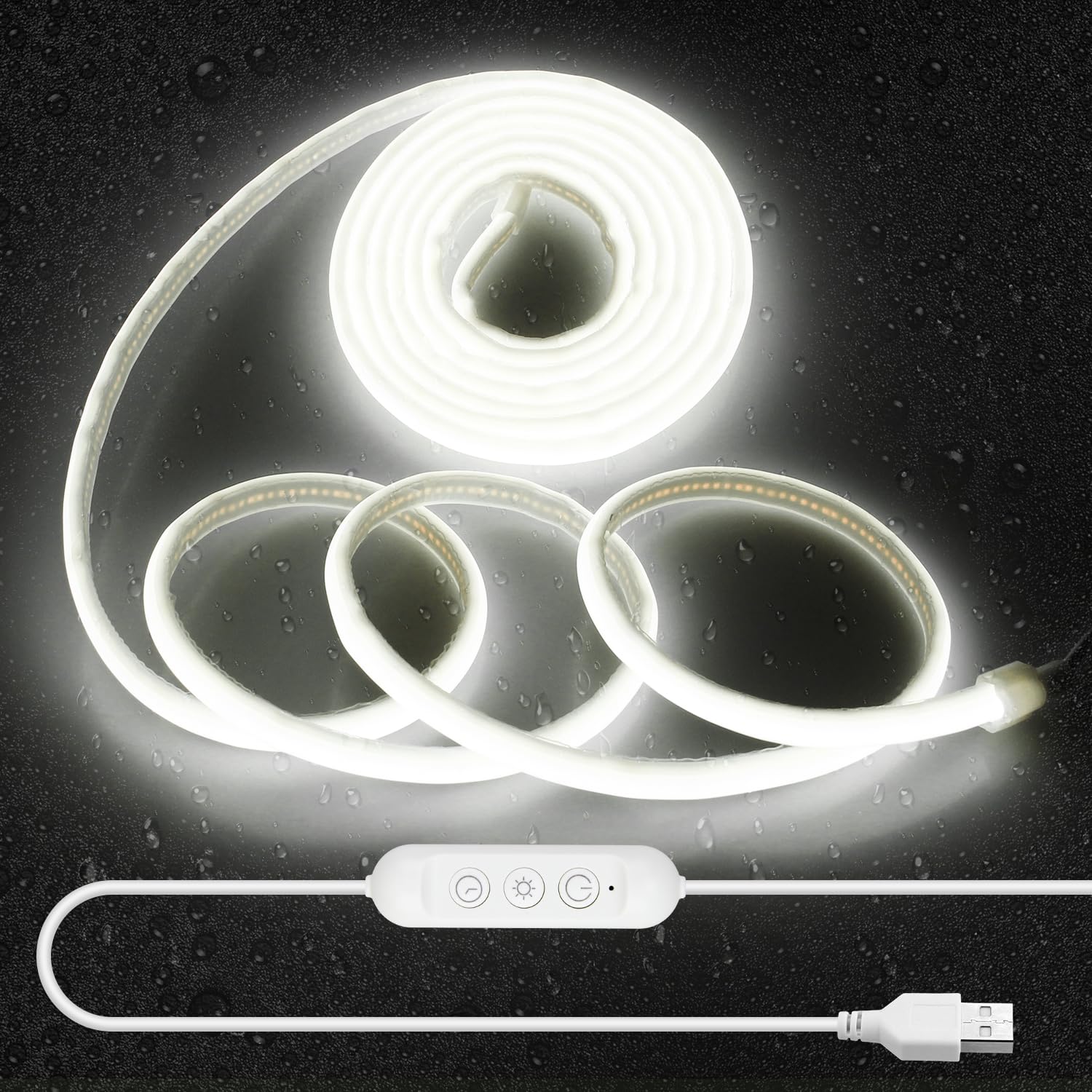 Aclorol LED Strip Light Waterproof 3M 960 LEDs Dimmable COB LED Light Strip with Self-Adhesive for Kitchen Mirror Vanity Display Case 3D Printer Lighting Cool White 6000K CRI90+