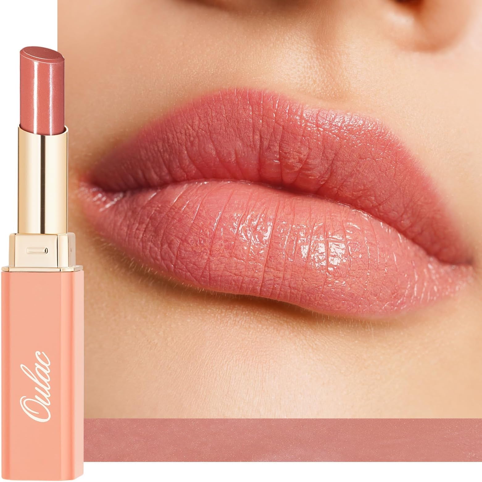 Moisturizing Shine Pink Peach Lipstick for Women - 2 in 1 Pink Peach Glossy Tinted Lip Balm, Hydrating Winter Lipstick for Dry Lips,Shine Juicy Finish Vegan 2.2g/0.07oz (G13)